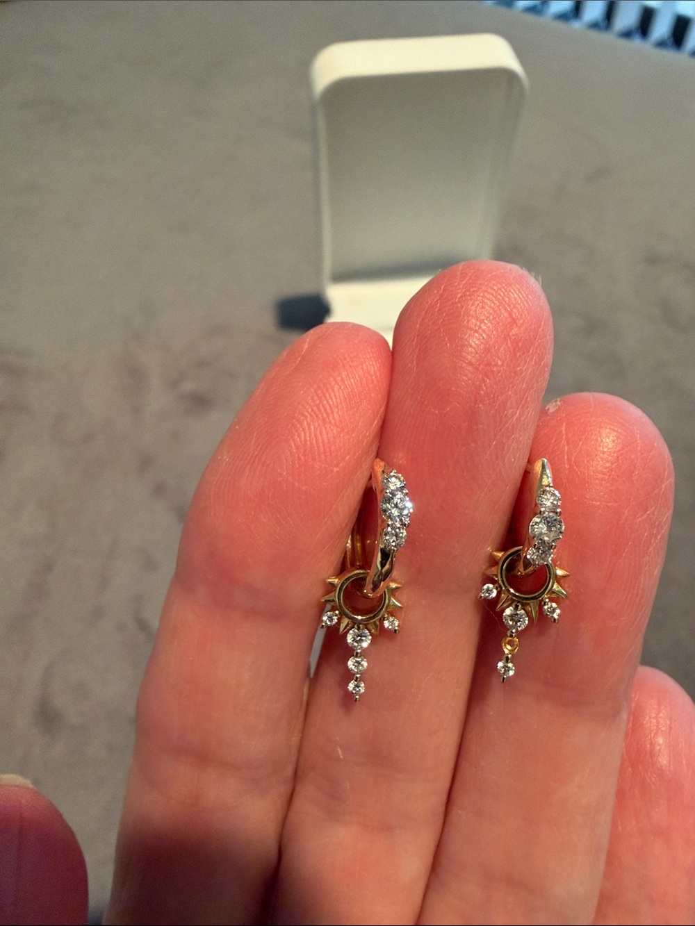Gold-Tone Drop Earrings with Clear Crystal Accents - Women's Jewelry